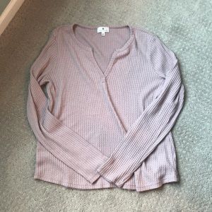 Socialite blush waffle thermal top- L